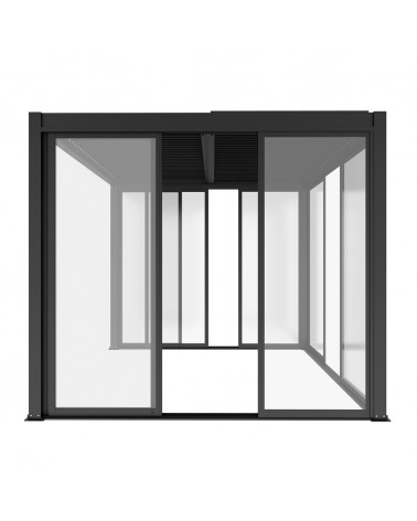 Venkovní dveře z hliníku a tvrzeného skla pro pergoly.