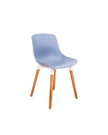 Modrá jídelní židle s dřevěnými nohami