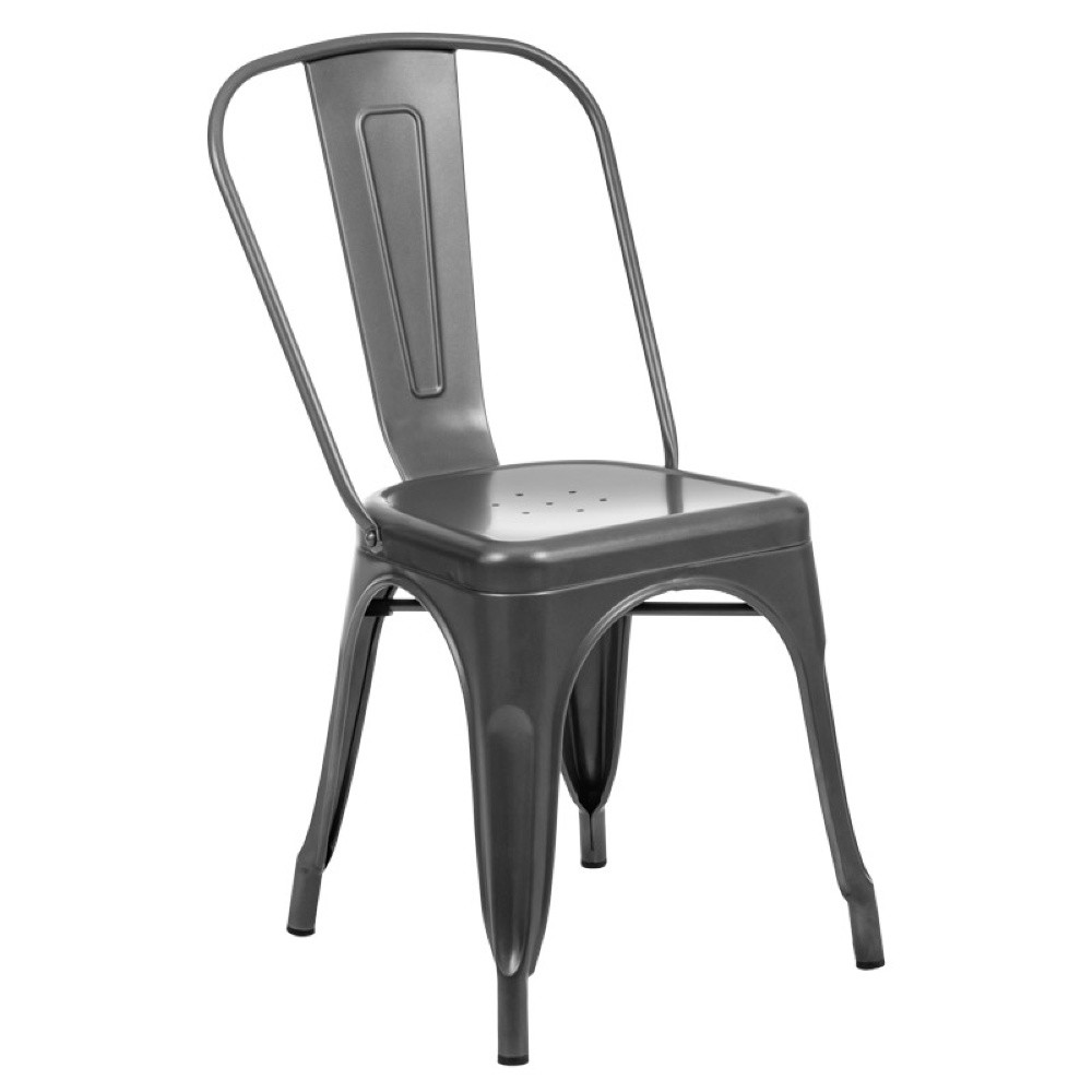 Moderní šedá kovová židle - loft.