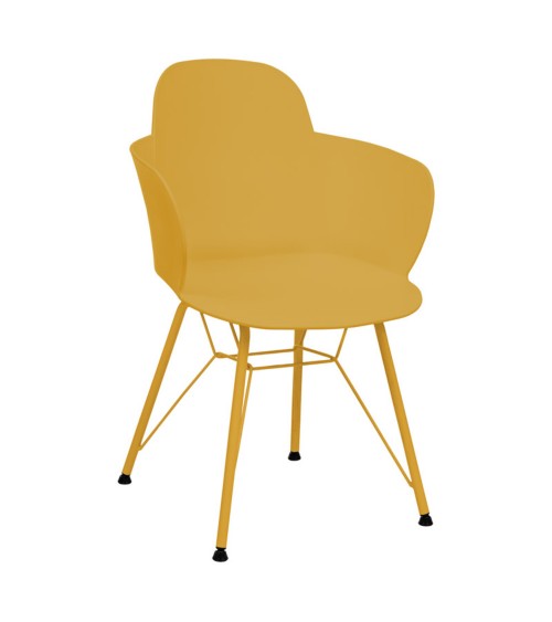 Elegantní žlutá jídelní židle.
